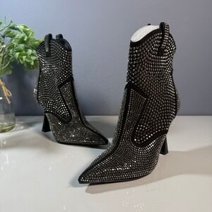 INC International Concepts Rhinestone Western Ankle Boots Women's Size 5.5